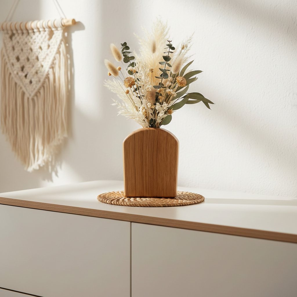 Dubová váza Simple – střední, minimalistická dekorace z masivního dubu